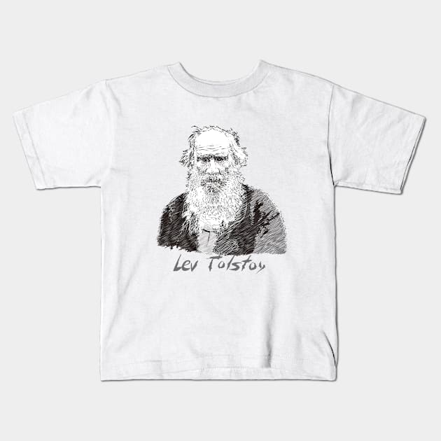 Portrait of Leo Tolstoy Kids T-Shirt by Slownessi